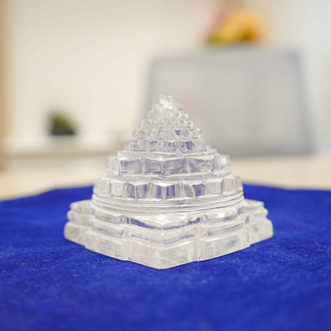 Natural Sphatik Shree Yantra 408 Gram – Premium Crystal Sacred Energy Pyramid
