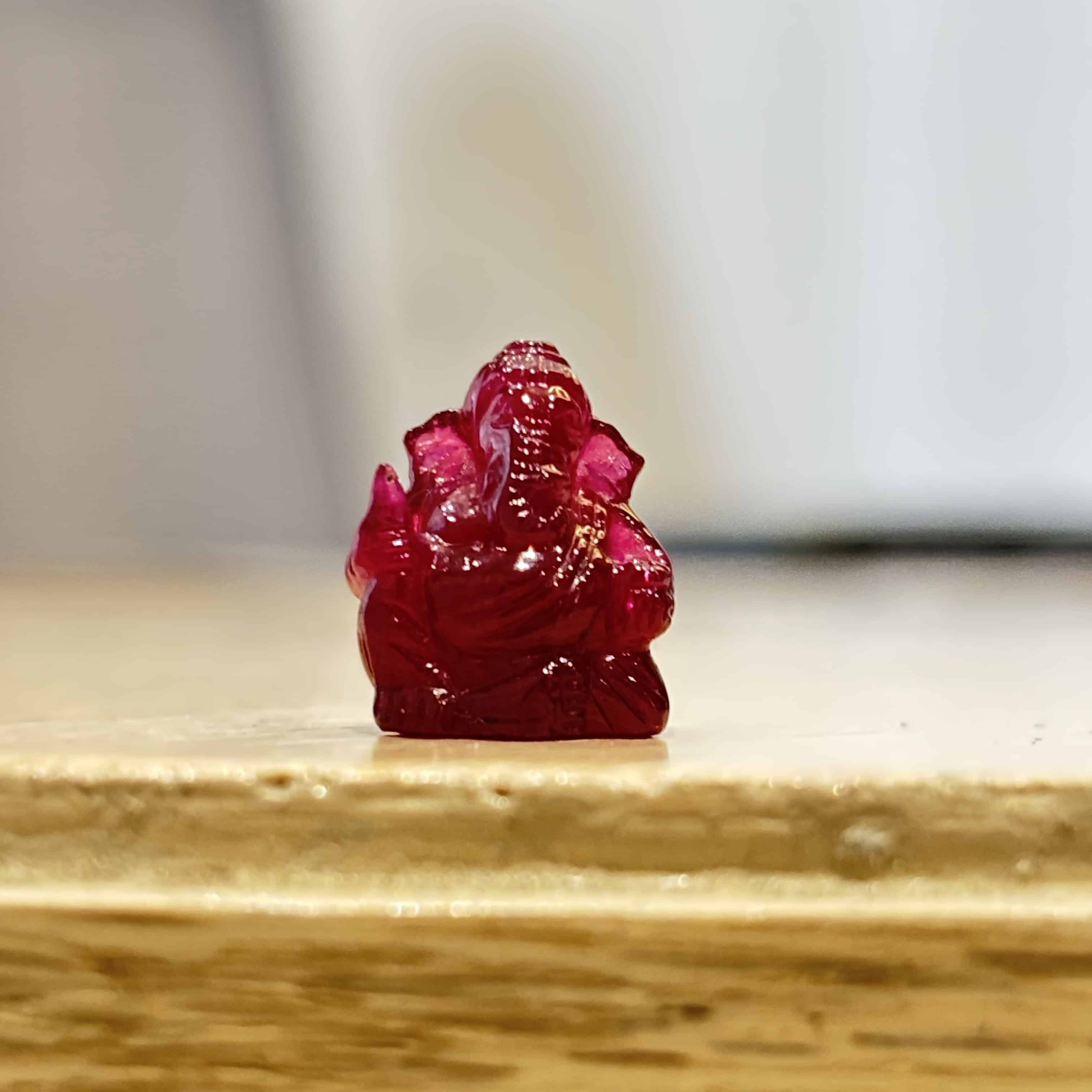 Natural Ruby Ganesh Idol – Handcrafted Gemstone Lord Ganesha Sculpture