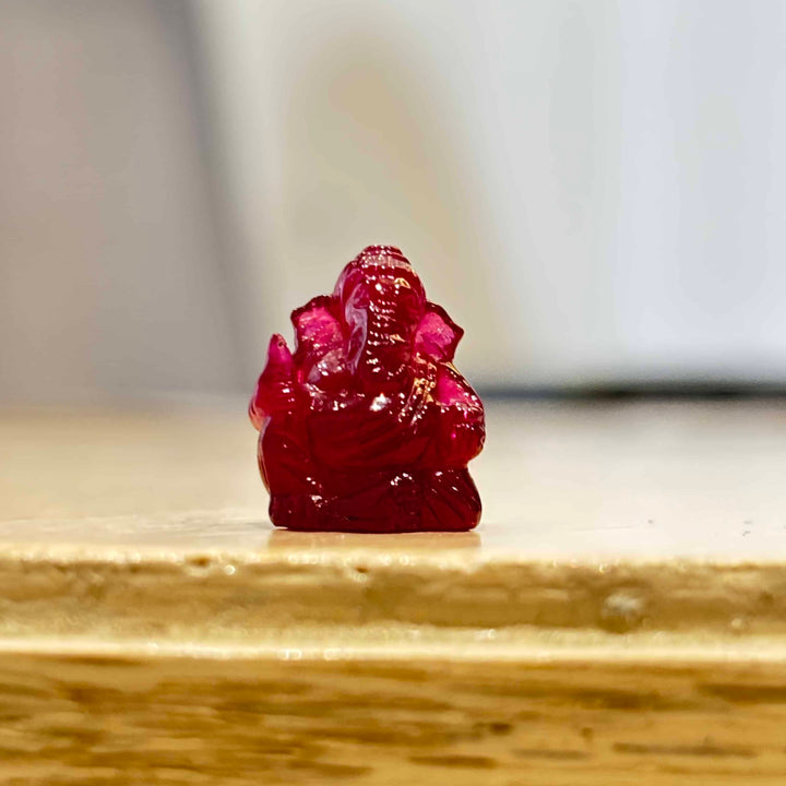 Natural Ruby Ganesh Idol – Handcrafted Gemstone Lord Ganesha Sculpture